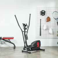 SPORTNOW Bicicleta elíptica para el hogar ultra silenciosa, magnética con 8 niveles de resistencia, pantalla LED, sensor de pulso(m-5)