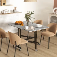 HOMCOM Mesa de comedor para 4-6 personas mesa plegable con ruedas estructura de acero 52,5-120x80x73 cm Gris(m-2)