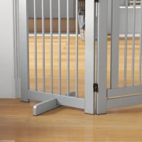 PawHut Barrera de protección para perros independiente, 4 paneles, flexible, madera de pino, 204x36x75 cm, Grisclaro(m-5)
