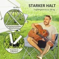 Outsunny Faltstuhl 2 Sitzer faltbar Campingstuhl mit Armlehnen Seitentasche bis 240kg belastbar Grau(m-6)