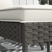 Outsunny Gartenstuhl mit Fußhocker und gepolsterten Kissen, aus Rattan und Stahl, 64x82x89 cm, Grau und Creme(m-4)