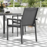 Outsunny Salón de jardín 5 piezas con 1 mesa de comedor y 4 sillas - tablero de vidrio templado con agujero para sombrilla Gris(m-5)
