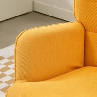HOMCOM Sillón Destacado con Otomana Sillón de relax Aspecto de Cordón Sillón con Reposabrazos de Patas de Madera para Sala de Estar(m-5)