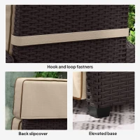 Outsunny 145° Reclining Rattan Armchair, with Footrest - Brown/Khaki(m-8)