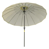 Outsunny Ombrellone Rettangolare da Giardino Inclinabile Rotondo Ø 2,5 m con 18 Stecche, Manovella, Asta in Metallo, Fibra di Vetro, Poliestere ad Alta Densità, Beige(m-5)