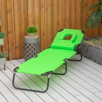 Outsunny Lettino da Giardino Chaise Longue Pieghevole Bain de Soleil per Lettura verde(m-2)
