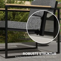 Outsunny Zestaw Mebli Ogrodowych dla 4 Osób Wodoodporny, ze Sofą 2-osobową, 2 Krzesłami i Stolikiem, Szary(m-6)