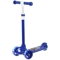 AIYAPLAY Kinderroller 3-Rad mit LED-Beleuchtung Höhenverstellbarer TPE-Lenker Hinterrad-Reibungsbremse 2 bis 6 Jahre Blau(m-1)