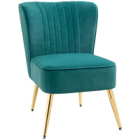 HOMCOM Fauteuil moderne de style scandinave rembourré et revêtu de tissu velouté, 56x65.5x82.5cm - Vert(m-6)