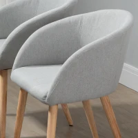 HOMCOM Set di 2 sedie da sala da pranzo sedia da cucina Design scandinavo - Gambe affusolate in legno di gomma - Seduta Schienale braccioli ergonomici Aspetto Lino Grigio(m-4)