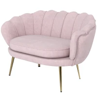 HOMCOM 2-Sitzer-Sofa im Industrial Chic-Stil aus Samteffektgewebe und Metall, 130x77x77 cm, Rosa(m-1)