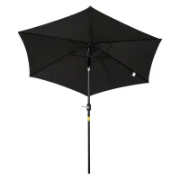 Outsunny Parasol derecho parasol inclinable de jardín manivela tela poliéster alta densidad 180 g/m² 2,6x2,35 m aluminio Negro(m-6)