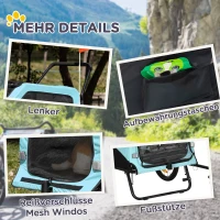 PawHut Remolque para Perros 2 en 1, Función de Empuje, 2 Entradas, Ventanas de Red, Protección Solar, Marco de Acero 170x77x90 cm(m-5)