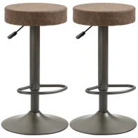 HOMCOM Set 2 Barhocker, drehbar mit Fußstütze und Höhenverstellung, 35x36x64-85cm, Braun(m-5)