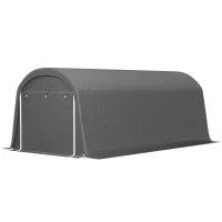 Outsunny Remise de jardin avec bâche en plastique, tente à outils, garage facile à monter, 300L x 600l x 230H cm, Gris foncé(m-1)