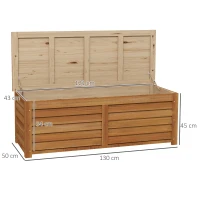 Outsunny Caja de almacenamiento exterior jardín 176L en madera con asa, 130x50x45 cm(m-3)