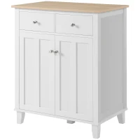 HOMCOM Buffet da Cucina Madia Mobile da Archiviazione per Camera, Salotto Ufficio con 2 Porte 2 cassetti, 76 x 48 x 91 cm, Bianco e Effetto Legno(m-5)
