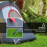 Outsunny Tenda da Campeggio 6 Posti Idrorepellente con Protezione UV, Pali in Fibra di Vetro, 4.55x2.2x1.8 m, Grigia(m-7)