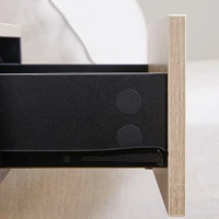 HOMCOM Set di 2 Comodini da Parete con Cassetto Scorrevole, Scaffale, Bicolore Effetto Rovere, Nero(m-4)