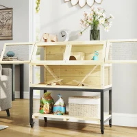 PawHut Gabbia per Criceti in Legno con Scaffale, Ruote, Rampe, Bottiglia d'Acqua, Casetta, Altalene, 87 x 43 x 101cm, Legno Naturale(m-4)