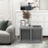 PawHut Jaula para Perros, Caja para Perros, Transportín de Perros, 2 Puertas, con Cerradura, Rejilla de Acero, 80x50x56,5 cm Gris(m-4)