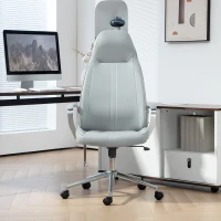 HOMCOM Sedia da ufficio sedia da ufficio altezza regolabile funzione basculante ruote girevoli 68 x 65 x 119-128,5 cm grigio(m-3)