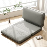 HOMCOM Pouf Relax 2-in-1 Pieghevole, Convetibile in Letto, Materasso per Ospiti, Larghezza 120 cm, Grigio Chiaro(m-4)