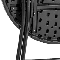 Outsunny Tavolo da Giardino Rotondo, Tavolo da Pranzo da Esterno per 4 Persone con Piano in HDPE e Struttura in Acciaio, Grigio Scuro(m-4)