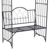 Outsunny Rosenbogen mit Bank Rosenbank Laubenbank Philosophenbank Rankgitter Rankhilfe Gartenbank Metall Schwarz 115 x 59 x 203 cm(m-9)