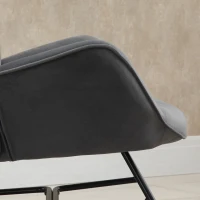 HOMCOM Sedia a Dondolo con Trapuntatura, Base in Legno, Velluto, fino a 150 kg, Grigio Scuro(m-4)