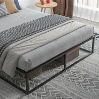 HOMCOM Bettgestell mit Sperrholzlatten und Unterbettkasten, 190x160x35cm, Schwarz und Holz(m-4)