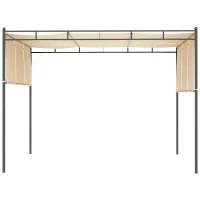 Outsunny Pergola con 3 teli retrattili 3L x 3P x 2,25H m struttura in acciaio - beige e nero(m-5)