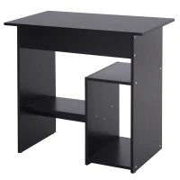 HOMCOM Bureau PC Moderne en Bois avec Etagère pour l'Unité Centrale et Espace pour Clavier Extractible, 80x45x75 cm, Noir(m-1)