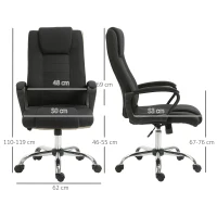 Vinsetto Silla de oficina con ruedas silla ejecutiva ergonómica giratoria con altura ajustable de lino Negro(m-3)