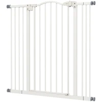 PawHut Puerta para Perros Extensible con 4 Tornillos Ajustables, en Metal y Plástico, 74-100x94 cm, Blanco(m-6)