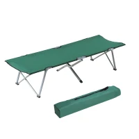 Outsunny Letto da Campeggio, Letto Pieghevole, 193 x 64 x 40 cm, con Sacca Trasporto, Poliestere Oxford e Metallo, Verde e Grigio(m-1)
