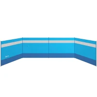 Outsunny Paravan de Plaja Pliabil, cu Bare de Otel, 725x140 cm, Albastru Deschis(m-1)