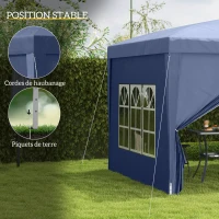 Outsunny Tonnelle Barnum Tente de réception Pliante 3 x 3 x 2,58 m avec fenêtres + Sac de Transport Bleu(m-6)