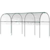 Outsunny Invernadero de jardín para tomates con 4 arcos de acero y cubierta de PVC 4x1,23x1,71 m Verde