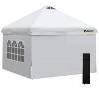 Outsunny Tonnelle pop-up tenda da giardino gazebo 3x3 m altezza regolabile con 4 pareti laterali rimovibili, finestre, sacca da trasporto con ruote - bianco(m-5)