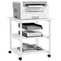 HOMCOM Soporte de impresora carrito de almacenamiento 3 niveles estantes móviles con ruedas 50x50x52,5 cm(m-1)