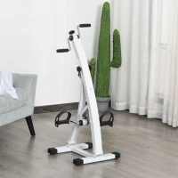 HOMCOM Bicicleta estática con Pedales de Brazos y Piernas para Sofá o Sillón con Pantalla LED, Altura e Intensidad Ajustables, Blanco, 40x42,5x100 cm(m-2)