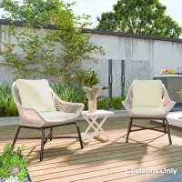 Outsunny Set aus 2 Sitzkissen mit Rückenlehne, Sitz- und Rückenkissen für Innen- und Außenbereich, Cremeweiß(m-2)