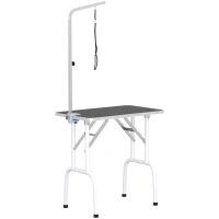PawHut Mesa de Aseo Plegable Mesa de Corte Mesa de Cuidado para Perros Gatos Metal Negro 81x48,5x80 cm(m-1)