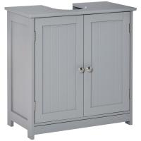 kleankin Mobile Bagno Sottolavabo, Mobile Sottolavabo, Mobile 2 Ante con Ripiano, 60 L x 30 P x 60 A cm, in Legno Grigio