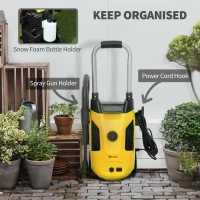 Outsunny 1800W 150-Bar Pressure Washer, with Adjustable Nozzle - Yellow(m-7)
