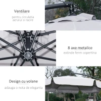 Outsunny Umbrelă de Soare pentru Grădină cu Braț și Deschidere cu Manivelă, Φ265x265 cm, Bej(m-6)