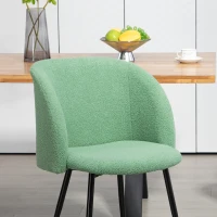 HOMCOM Conjunto de 2 sillas de comedor con respaldo de tela de lana rizada y patas de acero 55x62x80 cm Verde Negro(m-5)