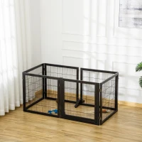 PawHut Barrera Plegable para Perros 432x36x70 cm Madera de Pino Negro(m-5)