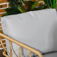 Outsunny Set da Giardino in Rattan da 3 Pezzi con 2 Poltrone e 1 Tavolino Rotondo, Cuscini Inclusi, Kaki(m-3)